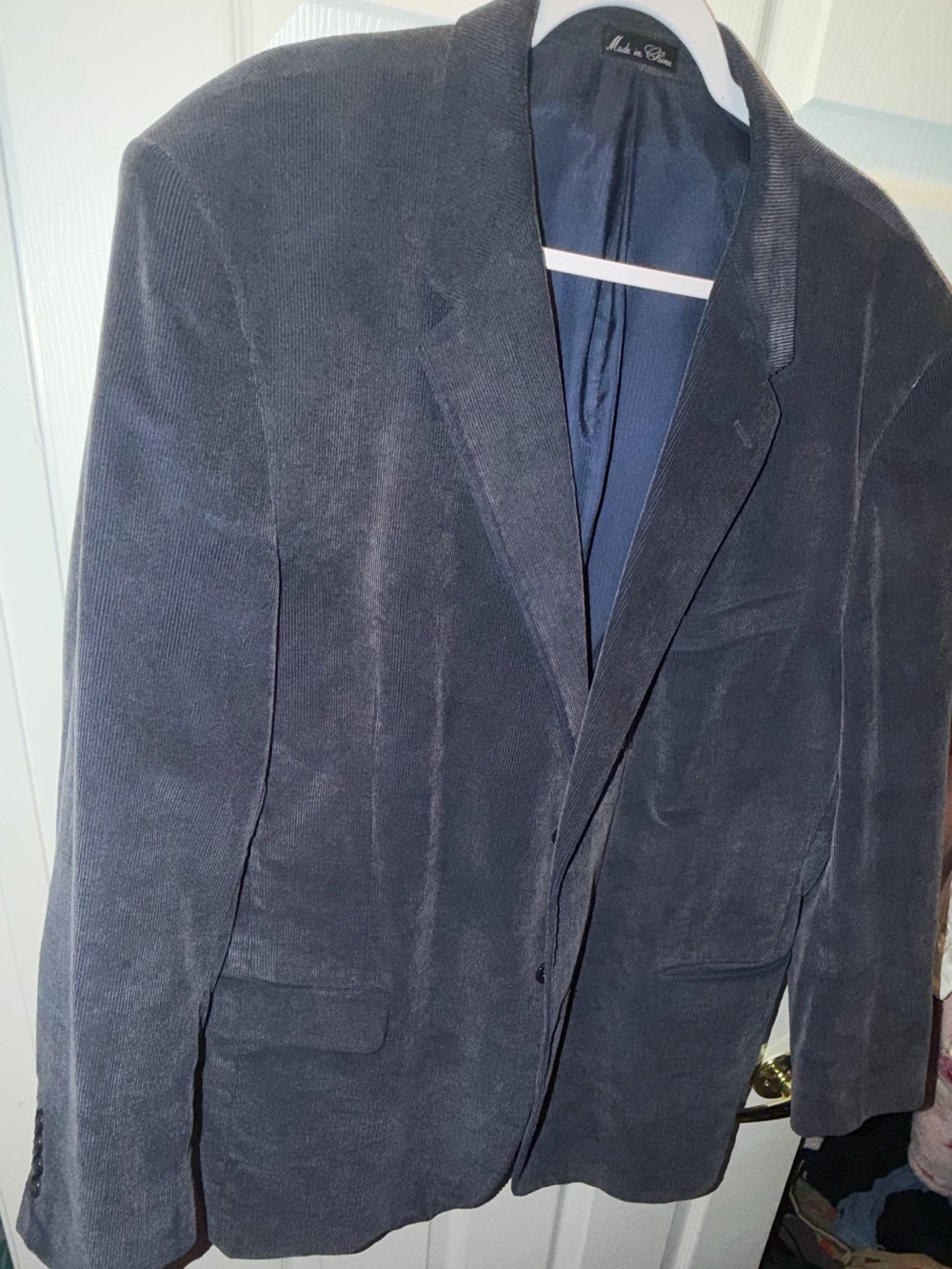 Men's Navy Corduroy Blazer - Monsier Adolfo